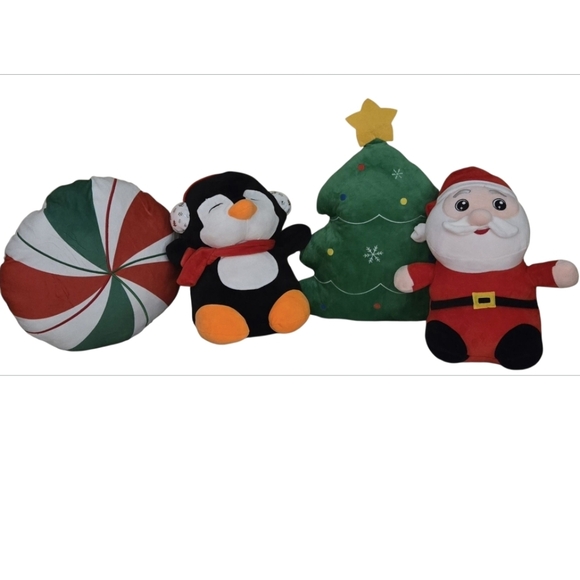 Christmas Festive Holidays Stuffed Plushies Throw Pillows Bundle Lot - Picture 1 of 6